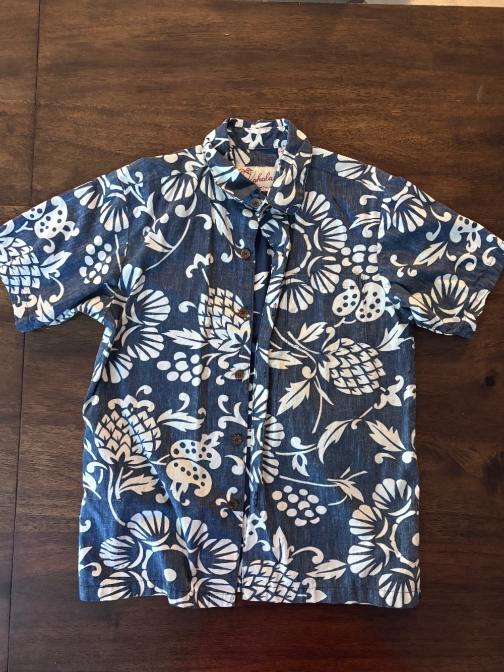 Kahala kids Hawaiian shirt Duke’s Pareo Large (10-12) navy blue